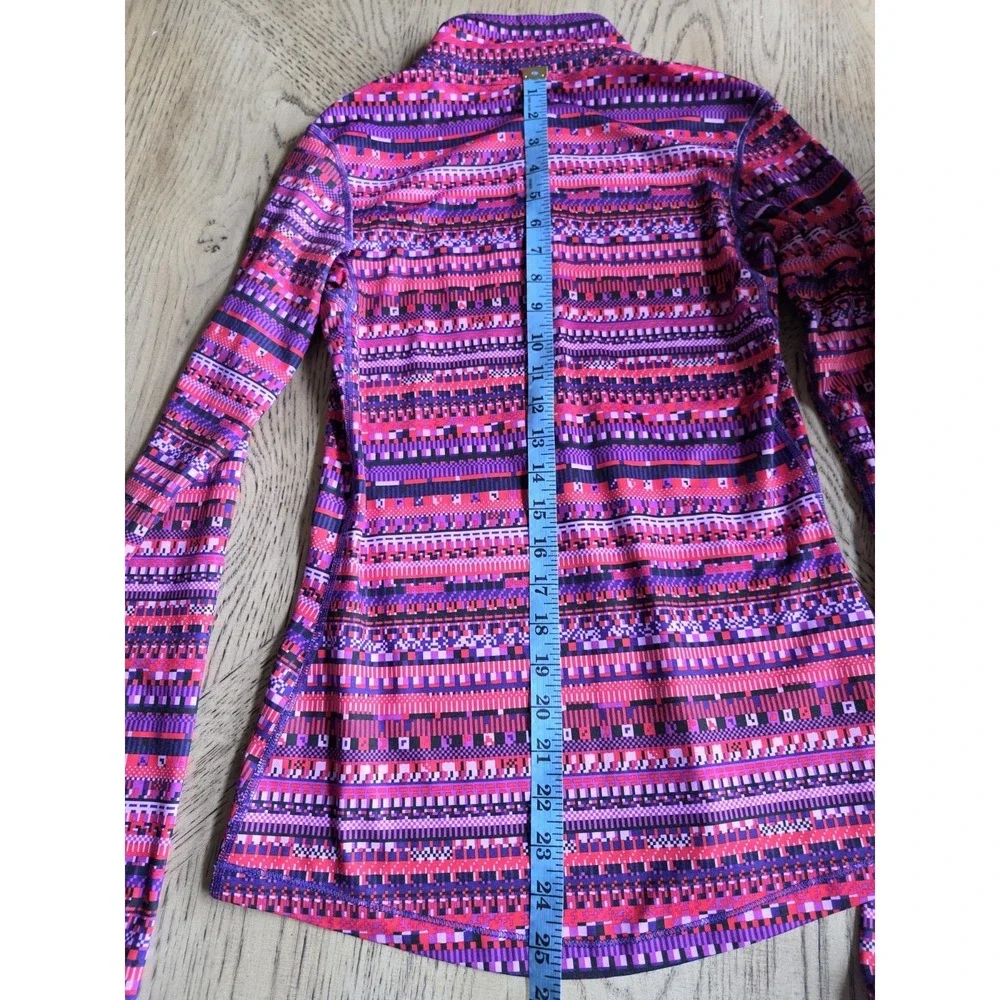Nike Pro Dri-Fit Pullover 1/2 Zip Up Womens Pink Purple Geometric Top Small